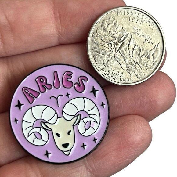 Aries Astrology Horoscope Symbol Enamel Pin - Picture 7 of 9